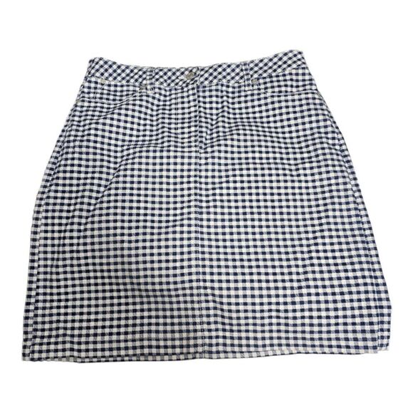 TALBOTS Blue & White Gingham Denim A-Line Skirt - Size 8 - Picture 2 of 7